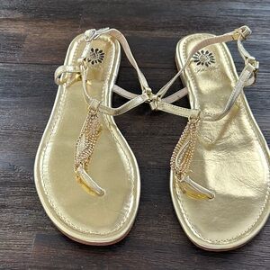 YELLOW BOX PREMIUM COLLECTION GOLD JEWELED SANDALS WOMEN’S 9M